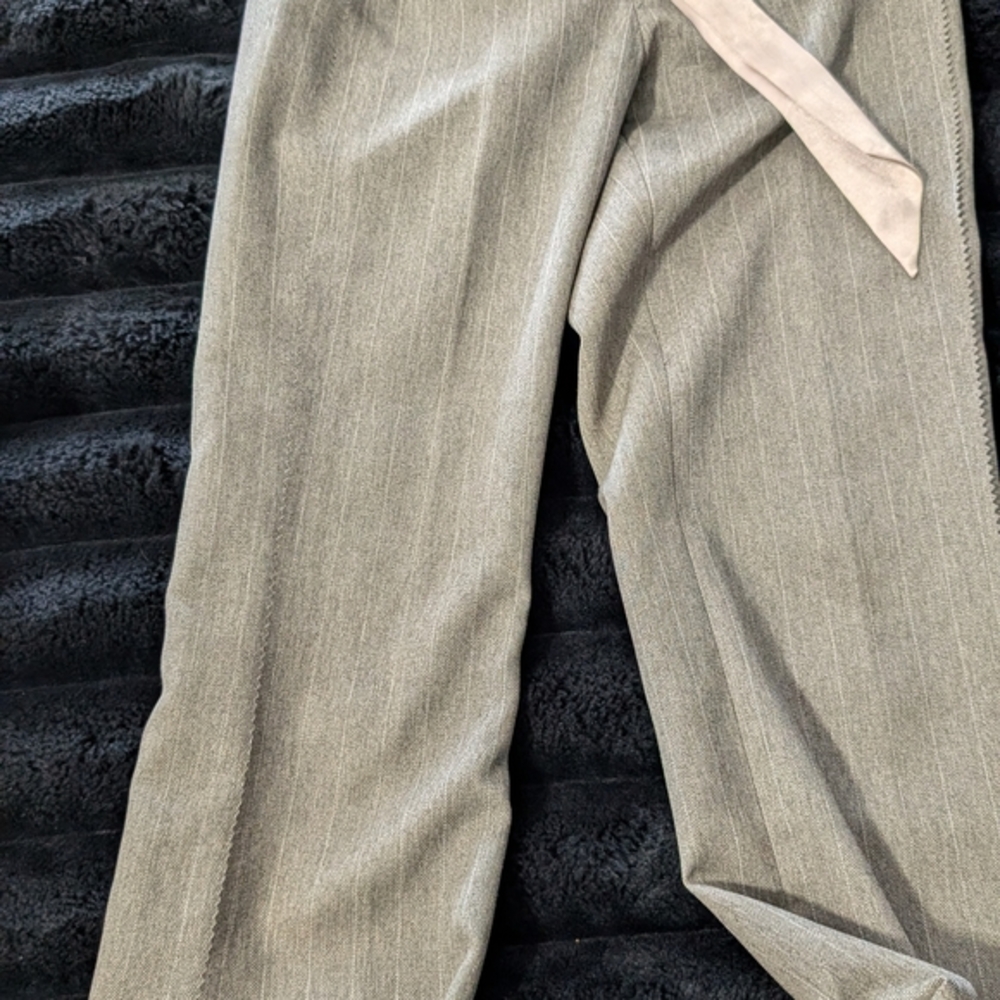 Wet Seal Taupe and Gray Light Pinstripe With Ribbon Waist Tie -  Pants